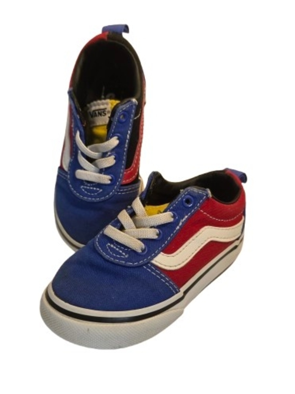 Vans Ward Toddler Low-Top Sneakers in Blue, Red, and White